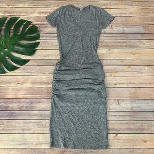 Monrow Mommy gray ruched sheath maternity dress